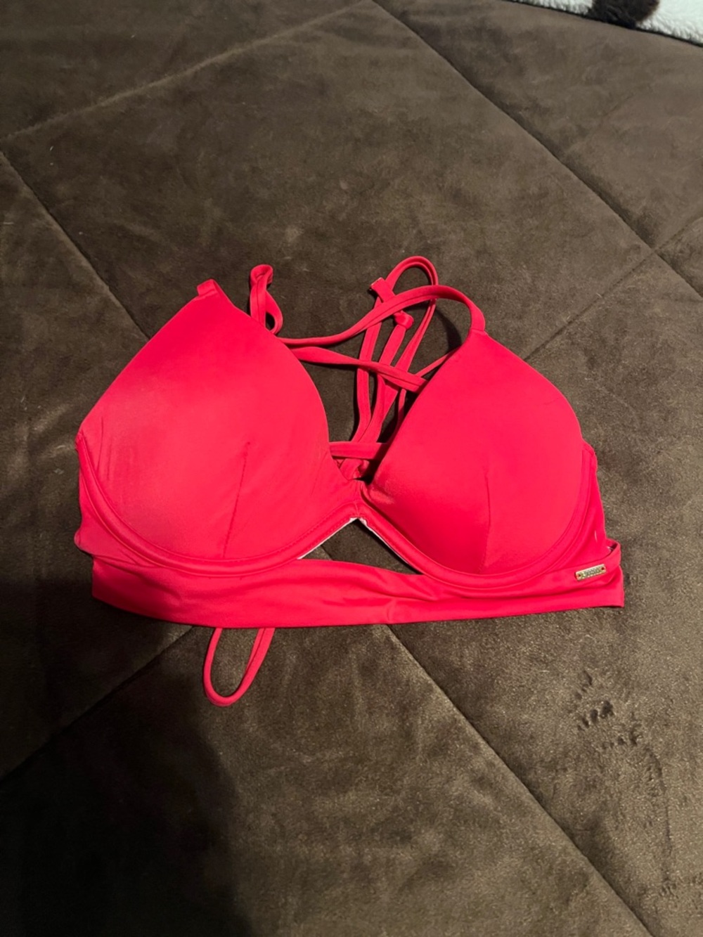 PINK Victoria's Secret RED Strappy Push-Up Bikini Top
